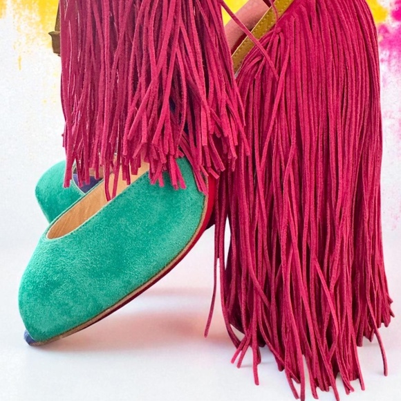 Multicolor Suede Heels - Picture 2 of 5
